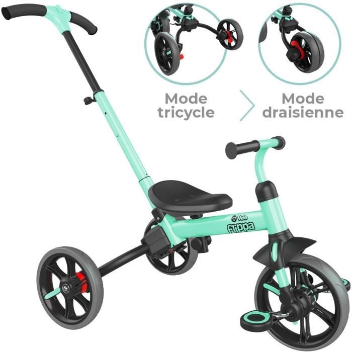 YVOLUTION Tricycle draisienne volutive Yvelo Flippa Vert