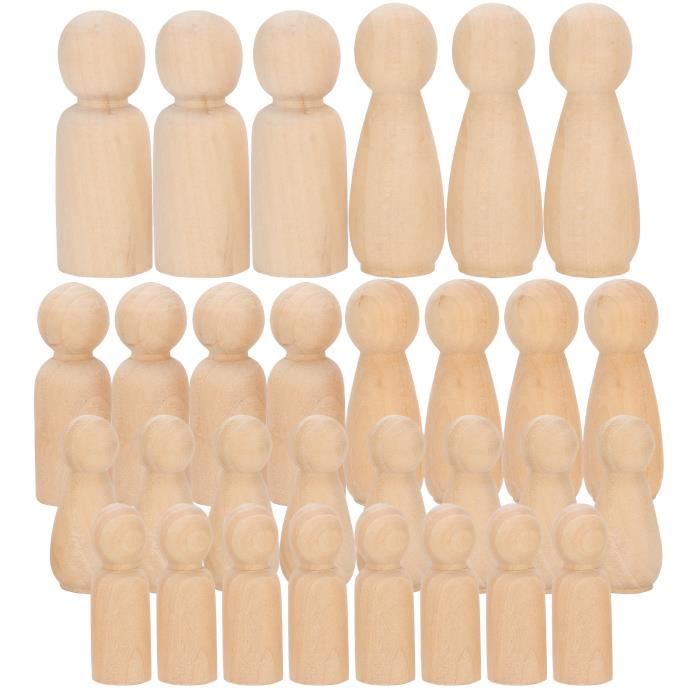 Figurine à Peindre 20 Figurines En Bois à Peindre (6.4cm) - DIY Pour Enfants - Décoration Créative Figurine Bois