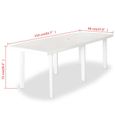 Drfeify Table de jardin Blanc 210 x 96 x 72 cm Plastique  10676-1