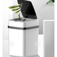 INN® poubelle automatique intelligente au pied 15L induction capteur blanc cuisine salle de bain plastique rectangulaire avec couver-1