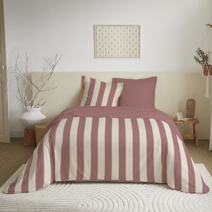 Parure De Lit Double "Sunshine" En Coton Imprimé De Formes Géométriques - Bleu Et Blanc - 220 X 240 Cm