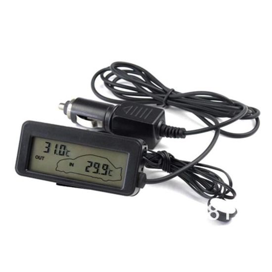 Thermomètre Numérique Pour Voiture - Capteur Intérieur/Extérieur Avec Écran LCD - Moniteur De Température Praticable