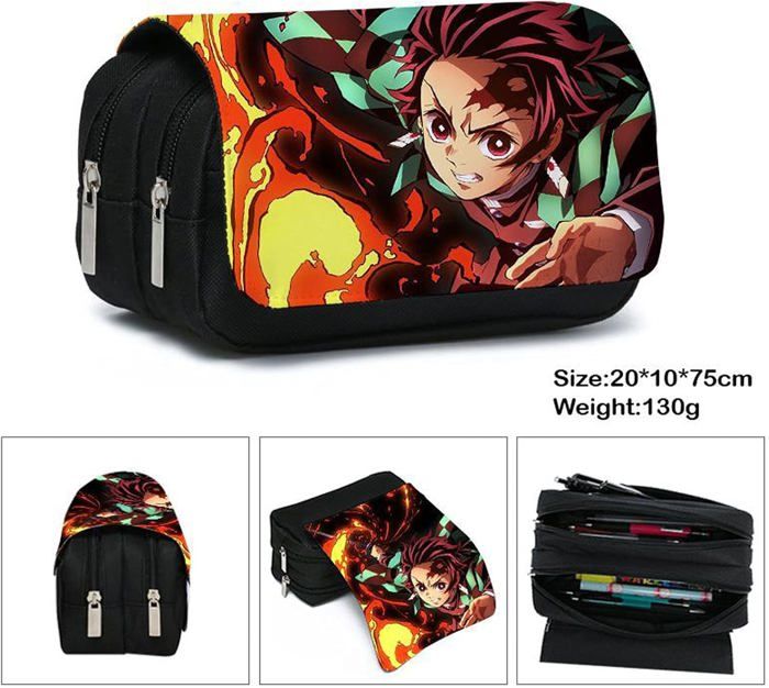 Trousse à Crayons Grande Capacité Manga Nezuko - 20x10x7.5 Cm, Polyester - Pour École, Bureau, Voyage - Cadeau Pour Enfants Et Ados