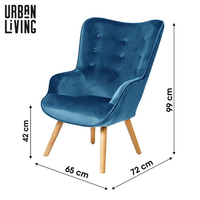 Fauteuil en velours côtelé bleu canard - CHARLIE - Best Mobilier | Leroy Merlin