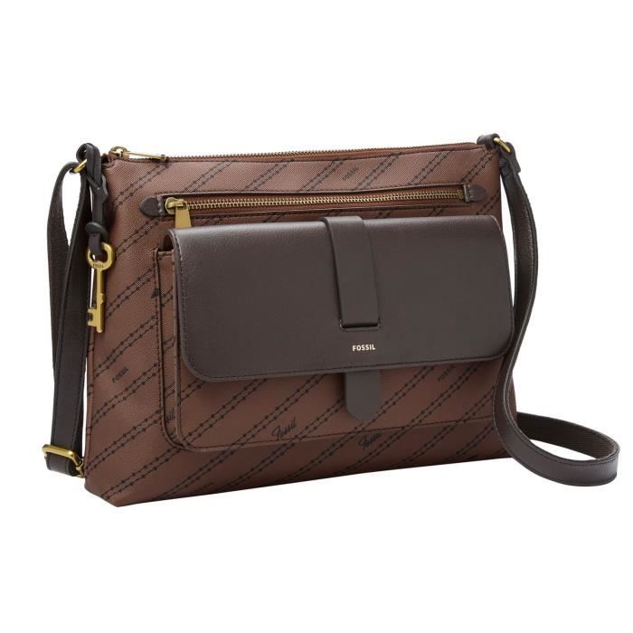 FOSSIL Kinley Crossbody Bag Brown Black 156450 sac paule bandouli re sacoche