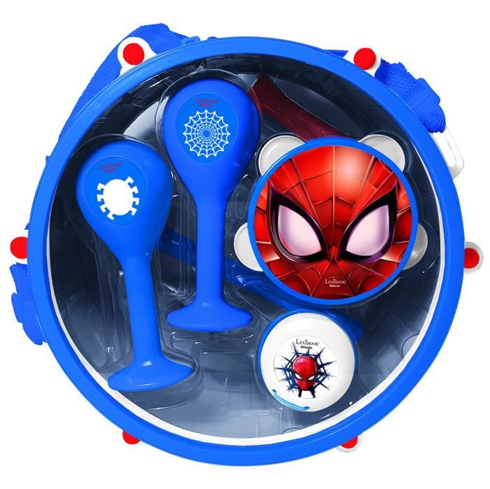 Lexibook Spider-Man Batteria Elettronica per Bambini, Suono di Batteria Realistico, Tastiera a 8 Note, Presa MP3, sedole Incluso, Blu/Rosso, K610SPLXB