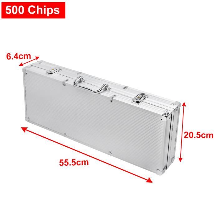 Set De Poker 500 Jetons 11.5g - Avec Dés, Cartes, Bouton Dealer, étui Aluminium - Pour Texas Hold'em, Blackjack