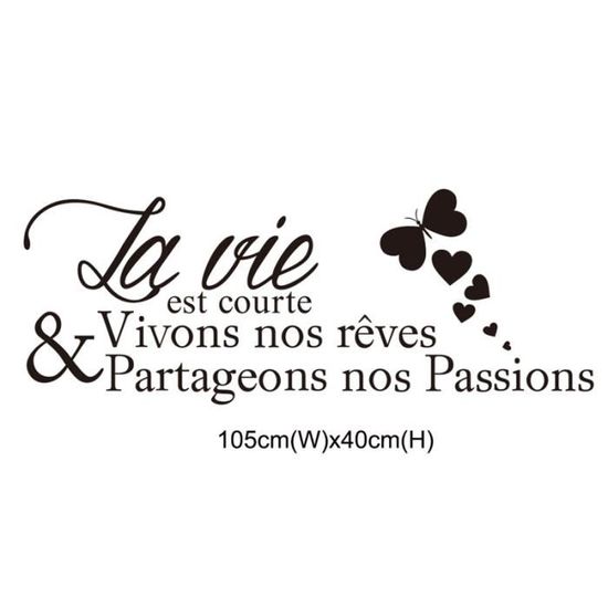 Noir Stickers Muraux Citation La Vie Est Courte Noir Stickers Muraux Citation La Vie Est Courte 105cmx40cm Cdiscount Maison