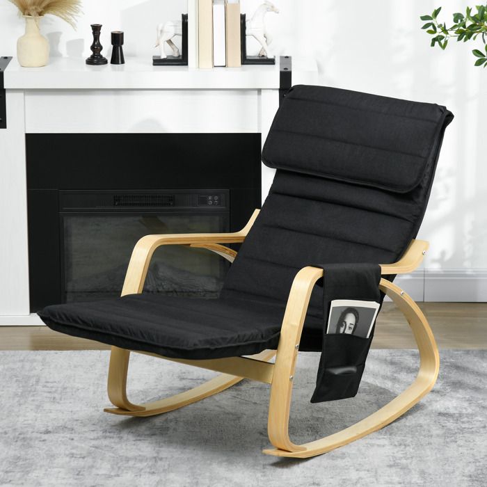 Fauteuil à Bascule Avec Aspect Polaire Berbère, Accoudoir Et Patins En Bois Blanc 88541342