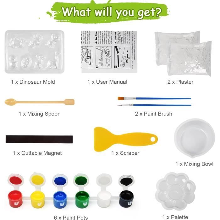 Kit De Dinosaures à Peindre 3D LinStyle – 6 Figurines En Moule, Peinture Non Toxique, Activité Créative Pour Enfants 3 à 10 Ans – Cadeau DIY
