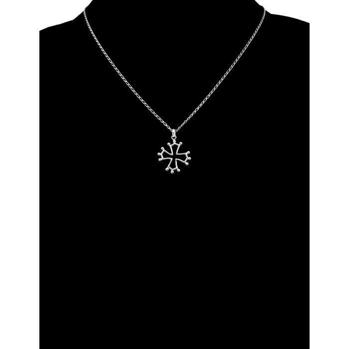 Collier Chaîne Avec Pendentif Croix Occitane En Argent 925 - Bijou Vintage Création - Neuf Sans Emballage
