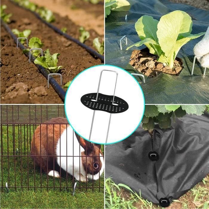 50 Agrafes de Jardin avec 50 Rondelles, Ancrage au Sol pour Maille Anti-Mauvaises Herbes, Piquets de Camping, Piquets en Forme de U, 150 mm de Long, 2,5 mm de Diamètre 50 Agrafes de Jardin avec 50 Rondelles, Ancrage au Sol pour Maille Anti-Mauvaises Herbes, Piquets de Camping, Piquets en Forme de U, 150 mm de Long, 2,5 mm de Diamètre