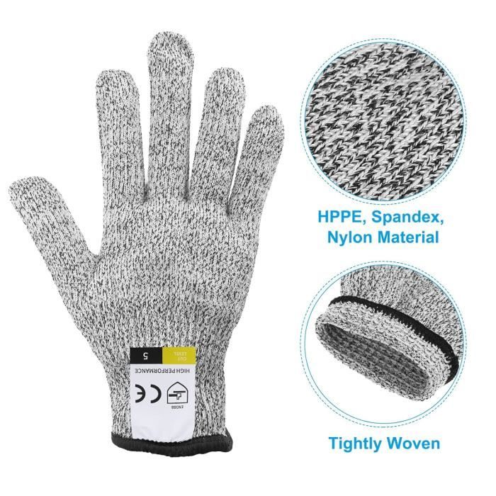 Gants Résistants Aux Coupures Niveau 3 - Qualité Alimentaire | Protection Maximale Pour Cuisine, Boucher, Écaillage Huîtres | Lavables En Machine