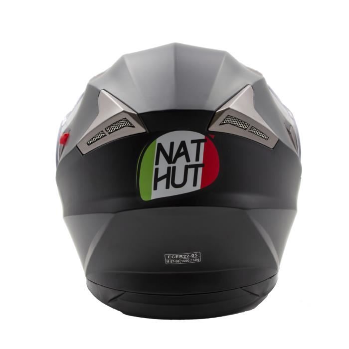  Nat Hut - Casque Moto Jet Double Visière, Casque Scooter  homologué, Casque Moto pour Homme et Femme, Approuvé