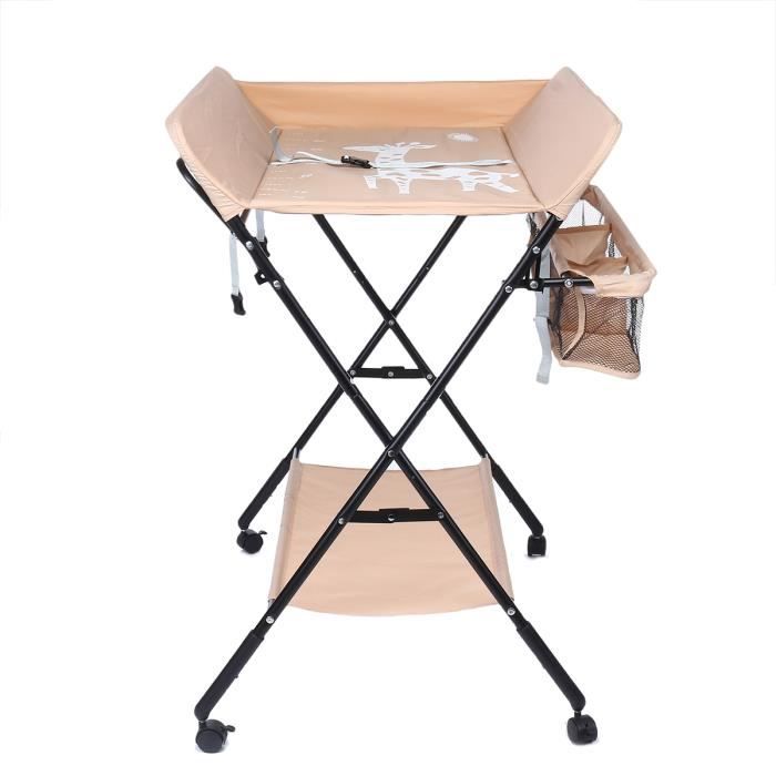 Table à Langer Pliable Rangement 25kg Réglable Hauteur Table à Langer Pliante RELOVE - Panier Rangement - Charge 25kg - 79x55.5x96cm - Noir Et Blanc Baby Brezza
