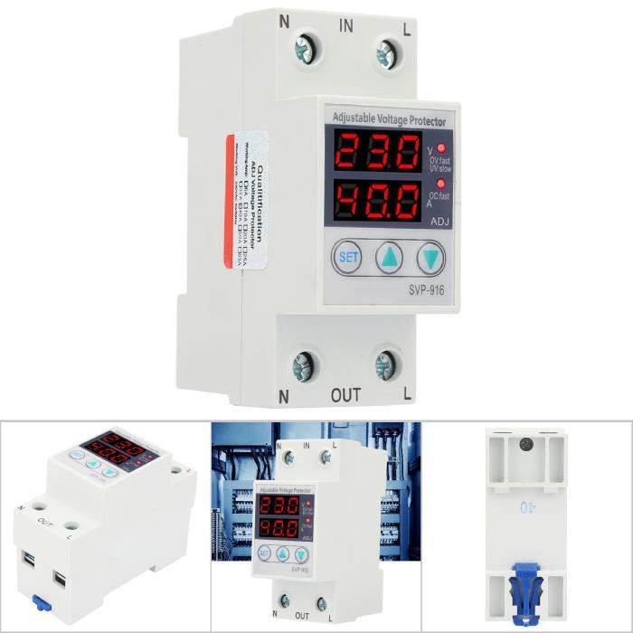 Protecteur de tension réglable multi-courant 40a 63a 80a, 230V AC