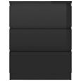 Maison🌏- Armoire latérale Moderne Buffet à tiroirs Commode bahut Console Noir brillant 60 x 35 x 76 cm Aggloméré❤6878-3