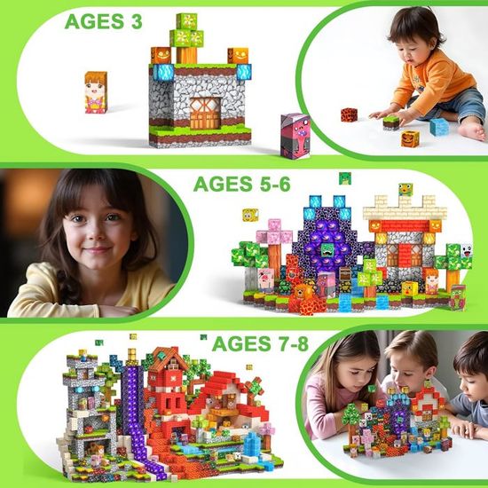 200 Pièces Blocs De Construction Magnétiques - Thème Hiver Et Glace, Cubes 2,5 Cm, Pour Enfants 4-10 Ans - 12