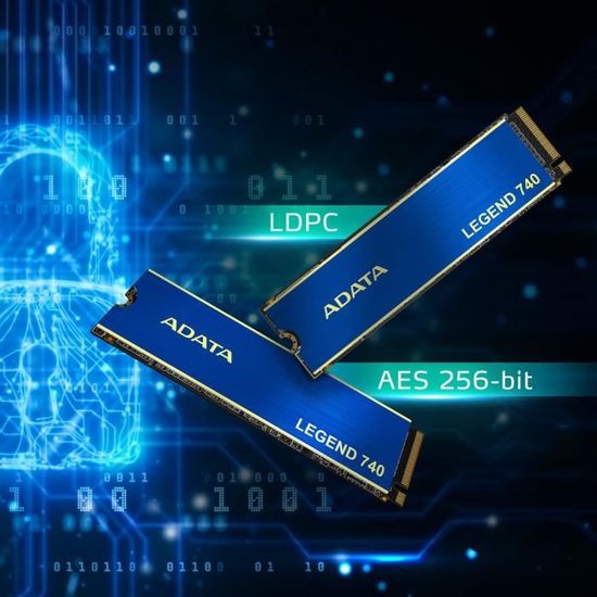 Jusqu’à 2500 Mo/s, NVMe 1.3 ADATA ADATA Legend 740 PCIe Gen3 x4 M.2 2280 SSD 1To 