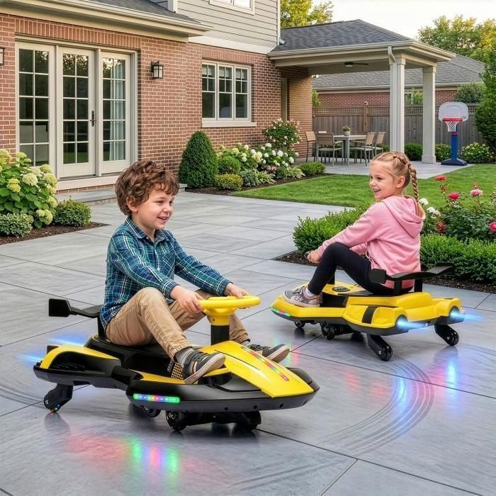 GIANTEX Voiture Quad Electrique Enfants 3-8 Ans 12V avec 6 Roues 3-6 km/h, Lumières LED,Musique