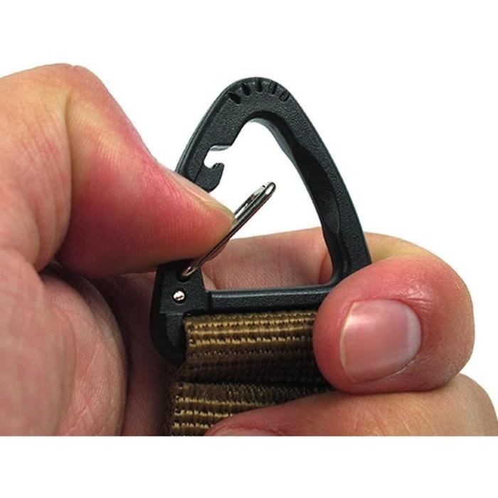 Crochet tactique en Nylon pour sac à dos, mousqueton multifonctionnel en  forme de D, porte-clé à Double fente, boucle de suspension à dégagement  rapide