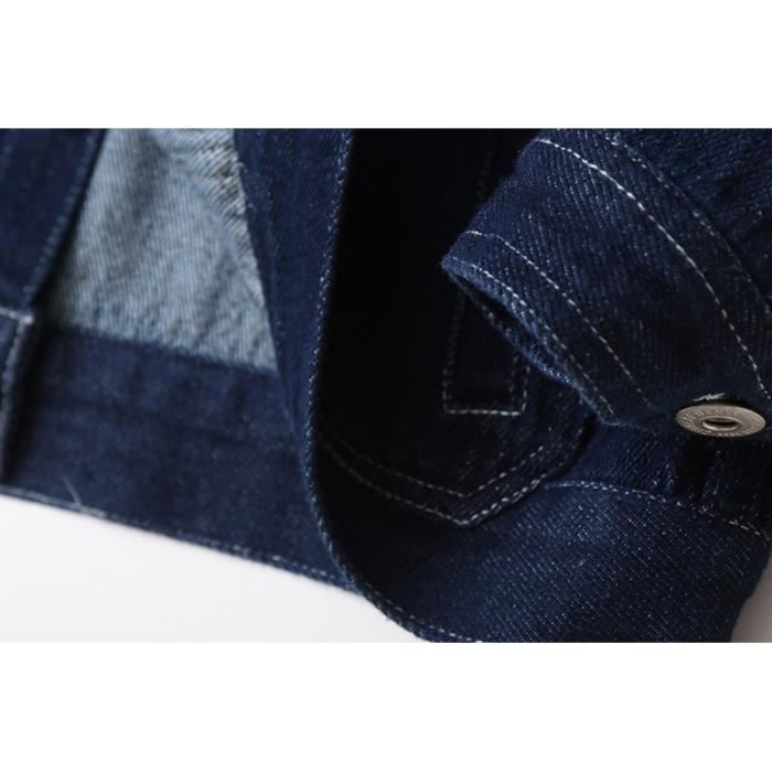 Veste en Jean Gar on De 5 14 ans 100 Coton Fashion Col Carr Bleu marine