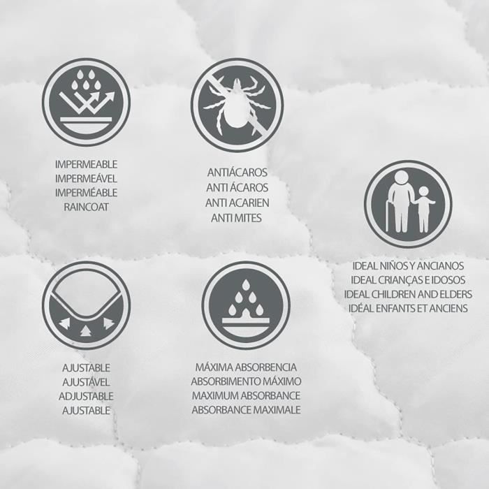 Coprimaterasso Impermeabile 160x200 Cm - Imbottito, Ipoallergenico E Con Tasche Profonde, Lavabile A 60° - Foto 9