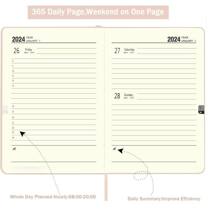 2024: Agenda 2024 journalier une page par jour - 366 jours ,Planificateur  un jour = une page ,avec planification mensuel |format A4 (French Edition)