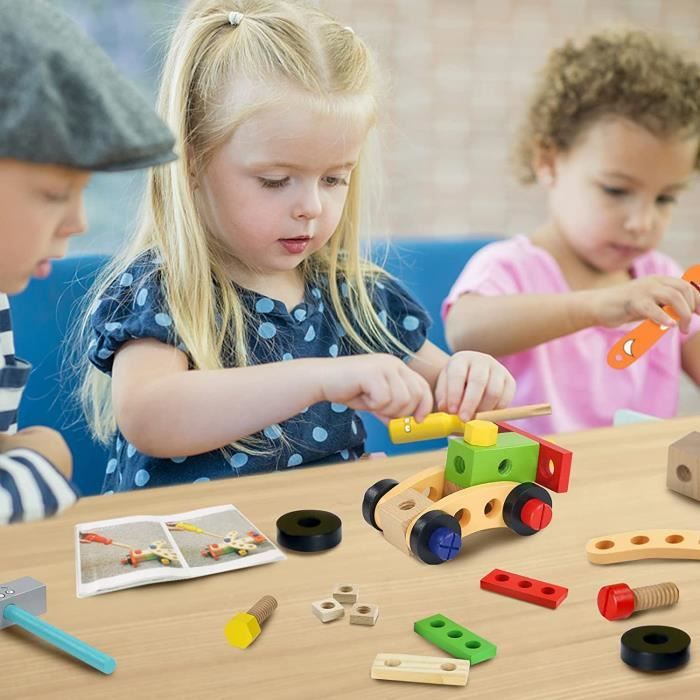 34 Pcs Boîte à Outils en Bois - Jeu de Construction Bricolage - Jeux  Educatif - Jeux Montessori pour Enfant 2+ Ans Garçons Filles - Cdiscount  Jeux - Jouets