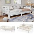 Lit pliant, canapé-lit double usage pour s'asseoir et dormir avec décoration en forme de cœur blanc 98-187x206x66H cm-0