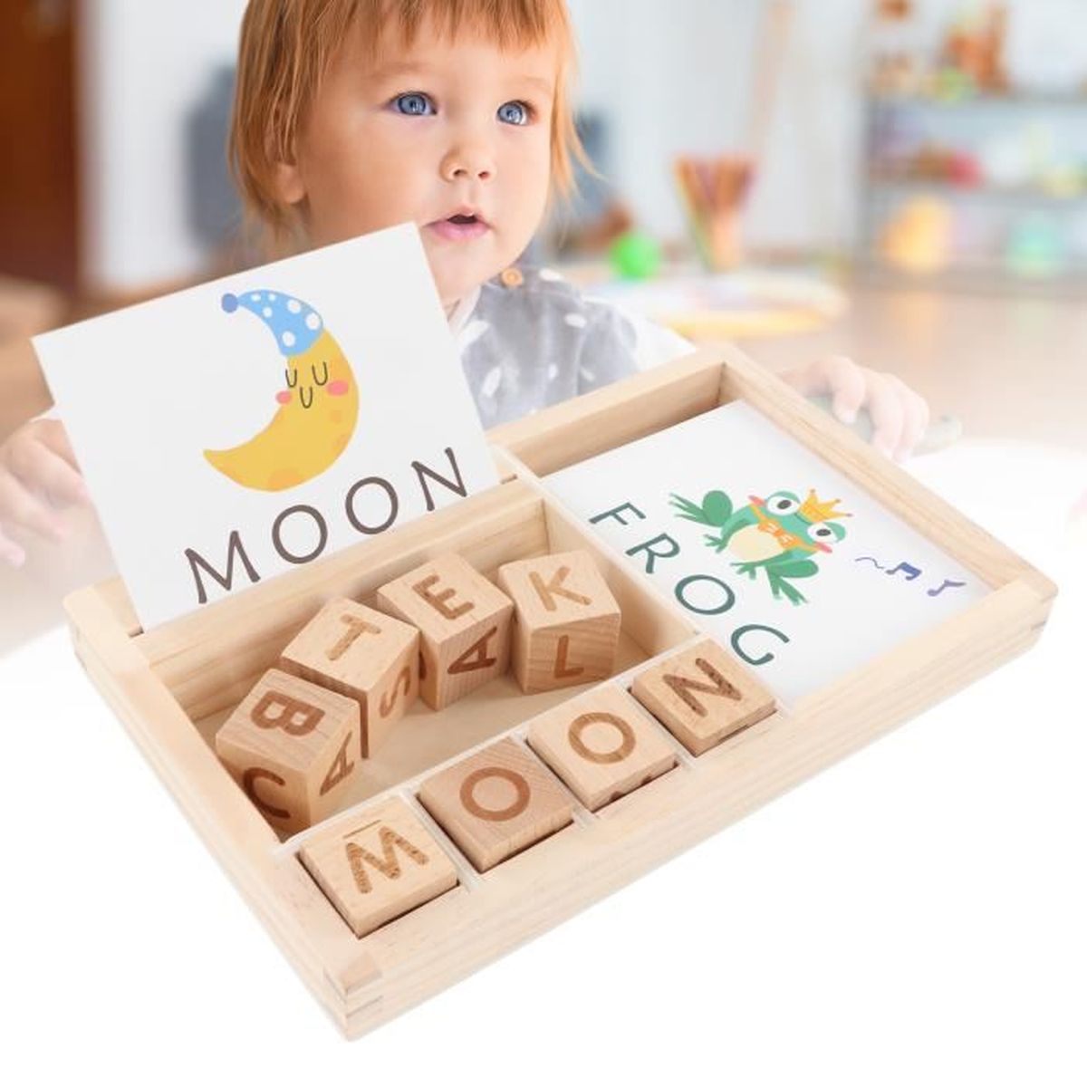 ESTINK Jouet de blocs d'alphabet en bois ABC blocs de construction ...