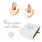 2SPLENDID Sublimes Boucles d'oreilles femme Coeur Baignées dans l'Or. Boîte à bijoux offerte. Idée cadeau femme anniversaire, Noël.