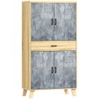 Buffet cuisine - HOMCOM - 2 placards à portes double, étagères réglables et tiroir - 80 x 40 x 152,5 cm - gris