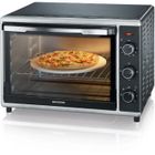 Mini Four chaleur SEVERIN TO2058 tournante 42 L, pierre à pizza et tournebroche, Four posable 1 800 W, Minuteur 120 min, Noir/Inox