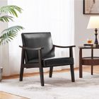 Yaheetech Fauteuil de Salon Similicuir-Pieds Bois réglables-Testé SGS- Canapé Rembourré Charge 136kg Noir-Style Rétro