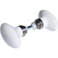 Bouton double porcelaine blanche base nickel