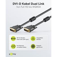 Câble DVI-D 24+1 / DVI-D 24+1 15m Wentronic - Noir - 93951-GB
