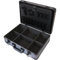 HMF 14601-02 Boite a outils vide, Coffre a outils, compartiments ajustables, 46 x 15 x 33 cm