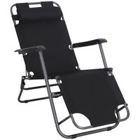 Outsunny Chaise Longue inclinable transat Bain de Soleil fauteuil relax jardin 2 en 1 Pliant têtière Amovible Facile d'entretien