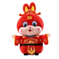 Décoration, jouet en peluche lapin de 26 cm, lapin mascotte cadeau du nouvel an chinois, poupée du nouvel an lunaire chinois, ameubl