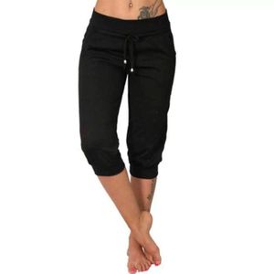 BATHRINS Pantalon Sport Femme 3/4 Large Élastique - Pantacourt Jogging Léger Respirant Été Avec Poches