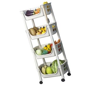 cadciehe Panier à fruits pour cuisine, chariot rotatif, chariot de cuisine carré, étagères de rangement de cuisine rotatives, organisateur de rangement de légumes de cuisine, panier à fruits, étagère