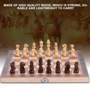 JEU SOCIÉTÉ - PLATEAU Jeu d'échecs se pliant de conseil de l'échiquier en bois portatif en bois 3in1 pour des activités de famille de partie (29 * 29cm)