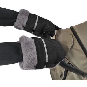 Protège Mains gants noir d'hiver pour Buggy protection contre le gel pour bébé poussette manchon étanche pour tout-petit cadeau pour nouvelles mères Chauffe-mains en molleton pour poussette 