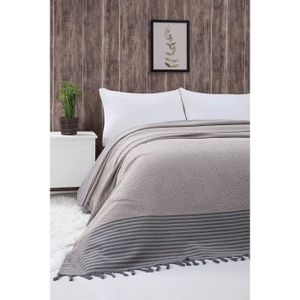 Belle Living Artemis Couvre-lit de qualité supérieure 200 x 250 cm idéal pour le lit et le canapé avec des franges faites à la main 100 /% coton