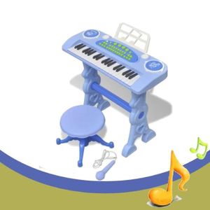 CLAVIER MUSICAL 37 touches - Clavier jouet d'enfants et tabouret/microphone - Bleu CHAUD YNF