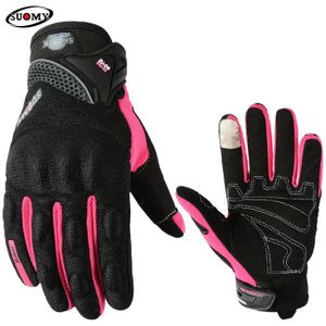 GANTS - SOUS-GANTS gants de Moto respirants pour hommes,pour l'été,doigt complet,pour Motocross,pour course,pour écran tactile,grande - SU09 Pink[E]