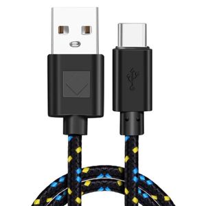 CÂBLE TÉLÉPHONE Chargeur pour Samsung Galaxy A8 (2018) / A8+ (2018) / A9 (2018) Cable USB-C Tressé Cordon Nylon Renforcé Type-C Noir 1m