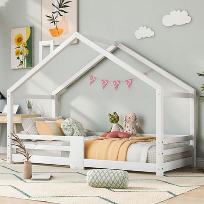 Merax Lit Enfant 90x200 cm, Lit Enfant avec Sommier à Lattes, pour Garçon et Fille, Beige (sans Matelas