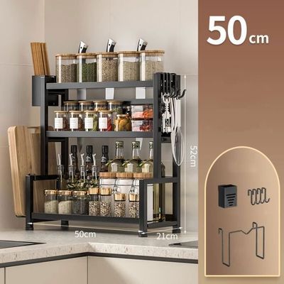 Heikoeco Étagère à Épices 30-50 Cm Noir Sans Perçage - Organisateur Cuisine Murale En Fer